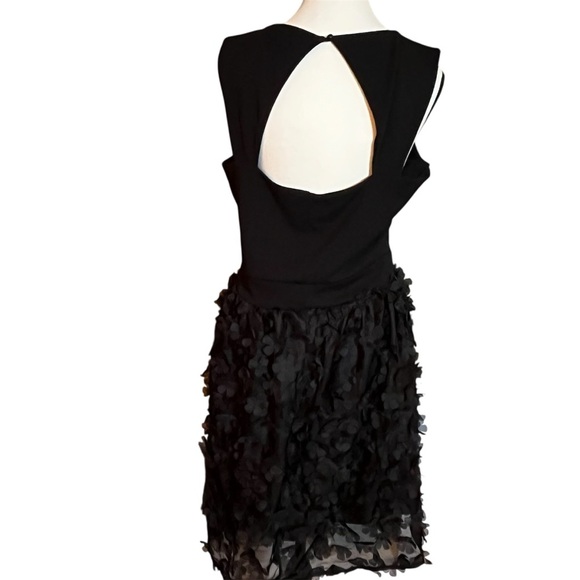 Carla Conti Black 3D Floral Cutout Back Cocktail Mini Dress Size XL NWOT Italy - Picture 2 of 9